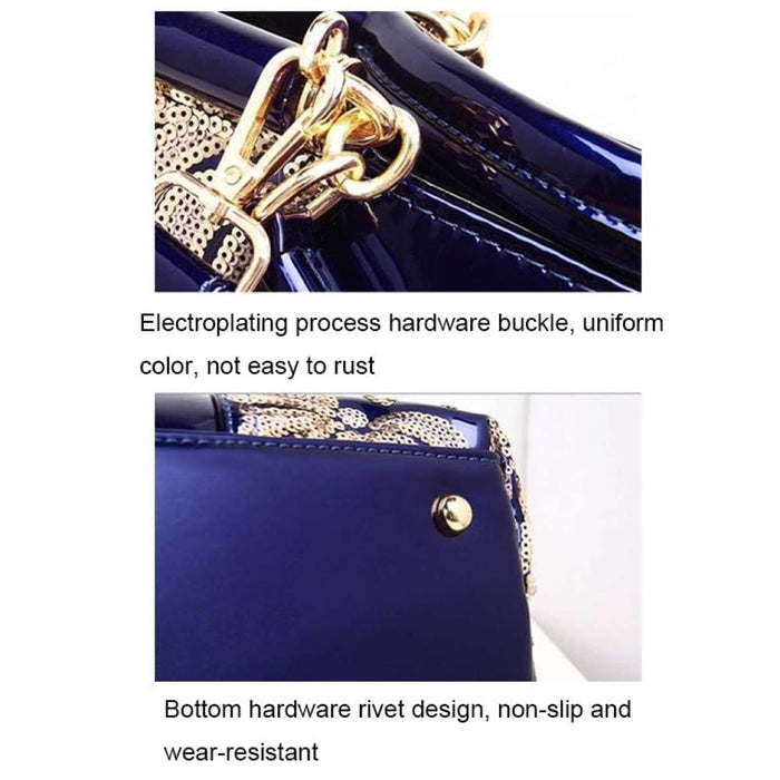 Single Sided Embroidered Shiny Leather Handbag