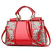 Single Sided Embroidered Shiny Leather Handbag
