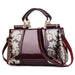 Single Sided Embroidered Shiny Leather Handbag