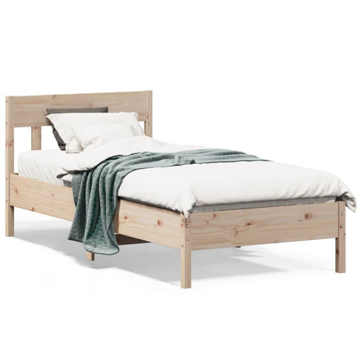 Single Size Bed Frame with Headboard 90x190 Cm Solid Wood