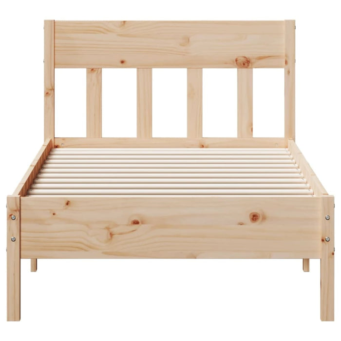 Single Size Bed Frame with Headboard 90x190 Cm Solid Wood