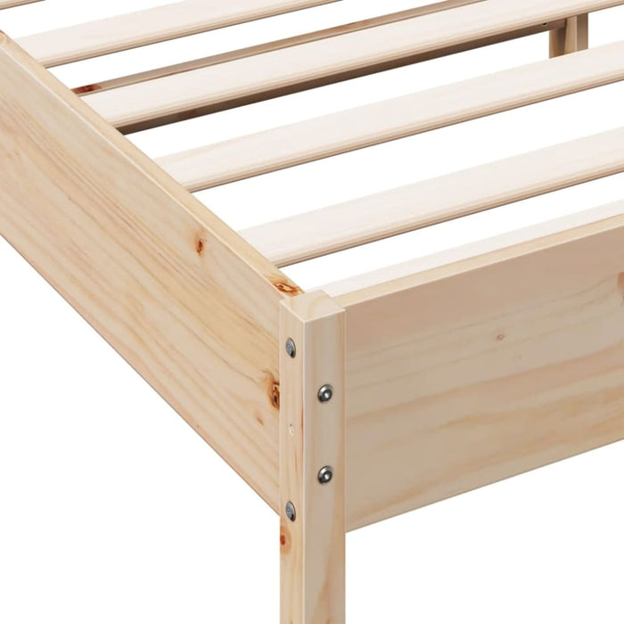 Single Size Bed Frame with Headboard 90x190 Cm Solid Wood