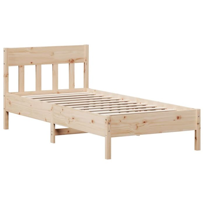 Single Size Bed Frame with Headboard 90x190 Cm Solid Wood