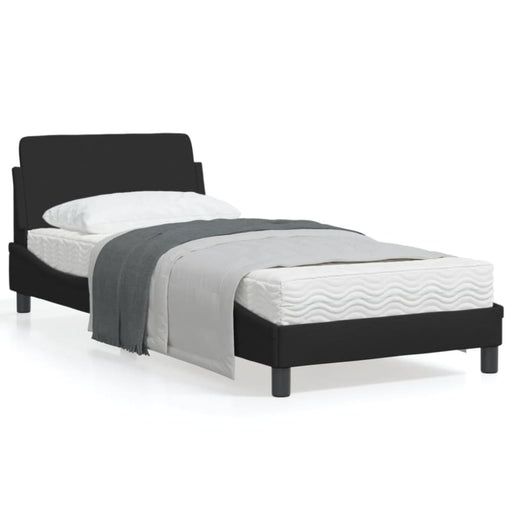 Single Size Bed Frame with Headboard Black 90x190 Cm Fabric