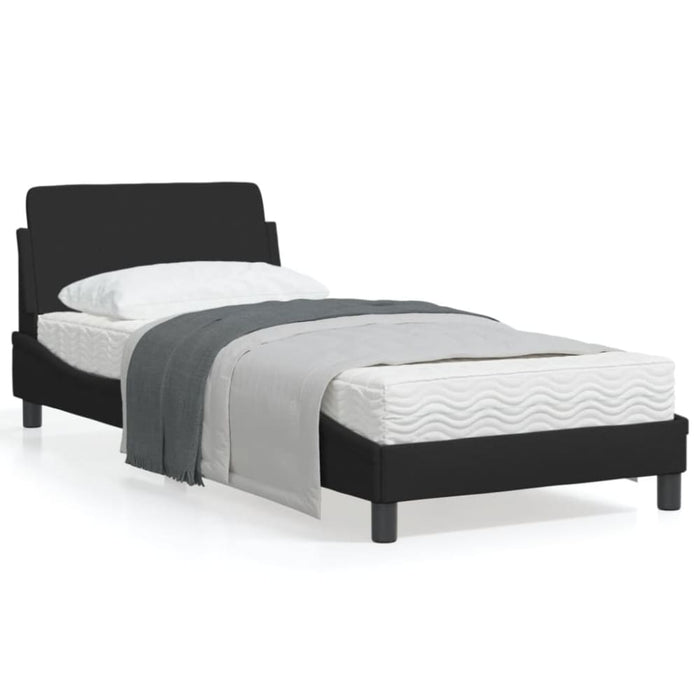 Single Size Bed Frame with Headboard Black 90x190 Cm Fabric