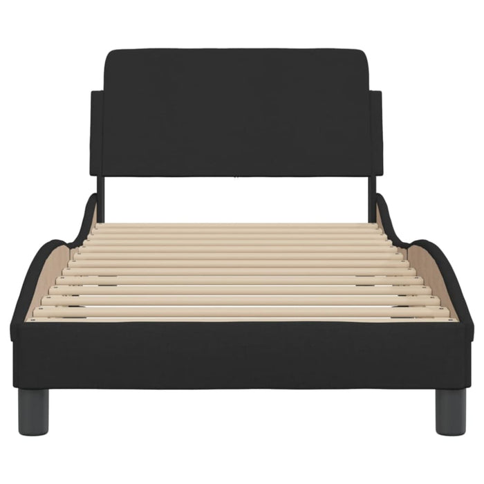 Single Size Bed Frame with Headboard Black 90x190 Cm Fabric