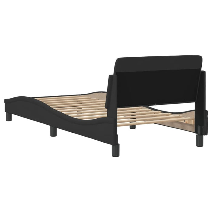 Single Size Bed Frame with Headboard Black 90x190 Cm Fabric