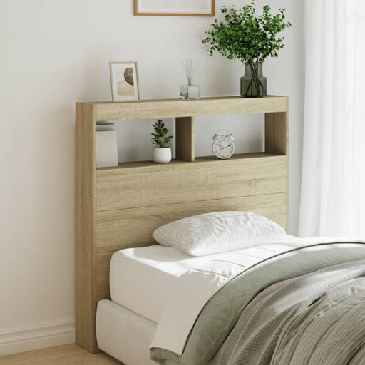 Single Size Headboard Cabinet with Led Sonoma Oak
