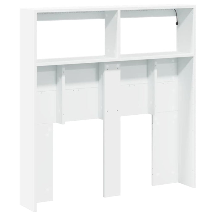Single Size Headboard Cabinet with Led White 100x17x102 Cm