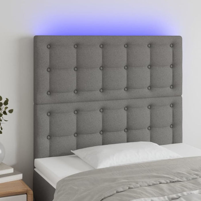 Single Size Led Headboard Dark Grey 80x5x118/128 Cm Fabric
