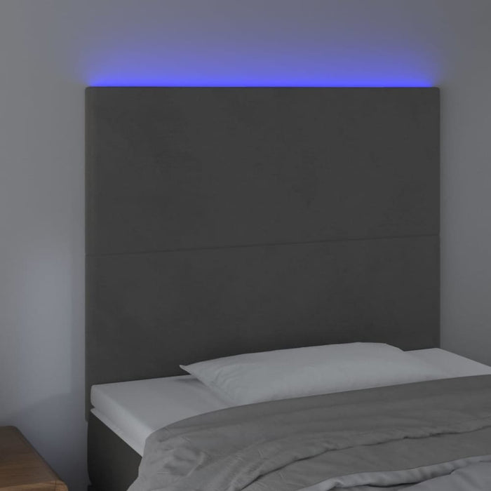 Single Size Led Headboard Dark Grey 80x5x118/128 Cm Velvet