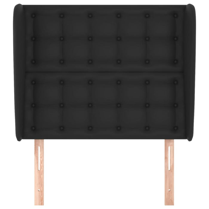 Single Size Headboard with Ears Black 103x23x118/128 Cm