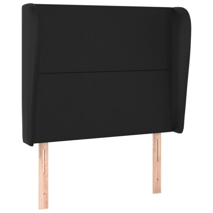 Single Size Headboard with Ears Black 83x23x118/128 Cm Faux