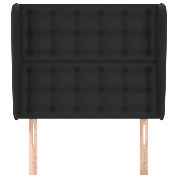 Single Size Headboard with Ears Black 83x23x118/128 Cm Faux