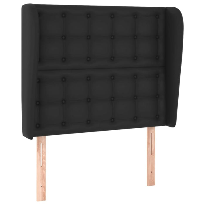 Single Size Headboard with Ears Black 83x23x118/128 Cm Faux