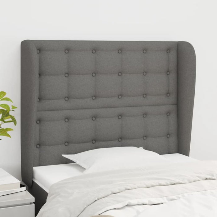 Single Size Headboard with Ears Dark Grey 83x23x118/128 Cm