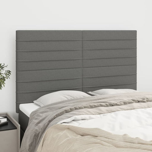 Single Size Headboards 4 Pcs Dark Grey 72x5x78/88 Cm Fabric
