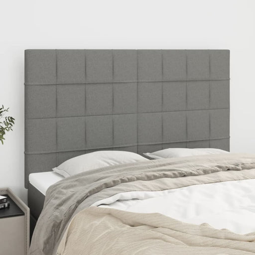 Single Size Headboards 4 Pcs Dark Grey 72x5x78/88 Cm Fabric