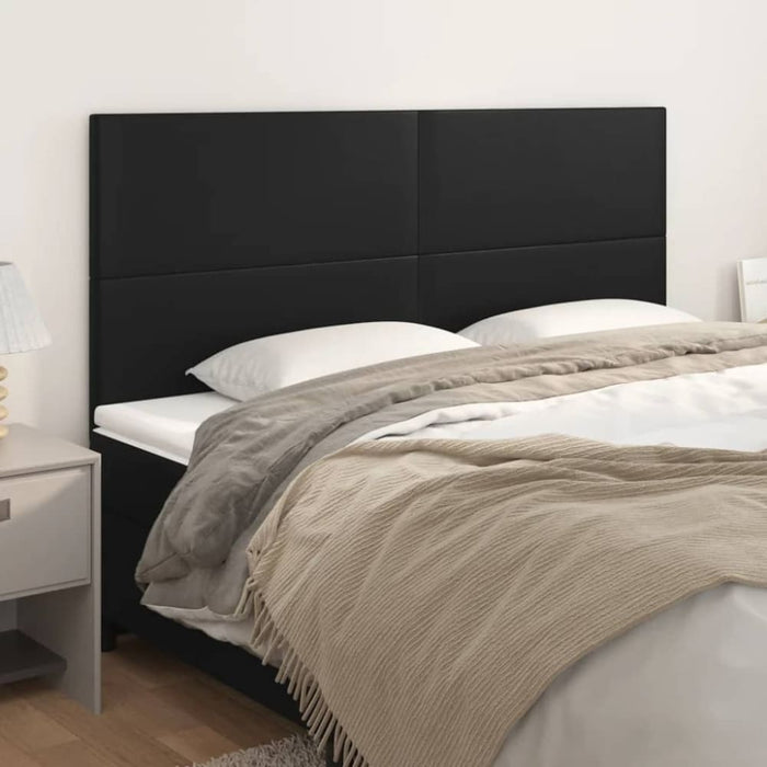 Single Size Headboards 4 Pcs Black 100x5x78/88 Cm Faux