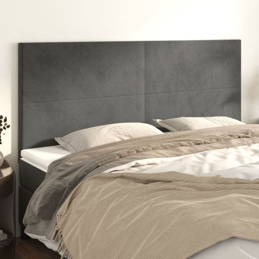 Single Size Headboards 4 Pcs Dark Grey 80x5x78/88 Cm Velvet