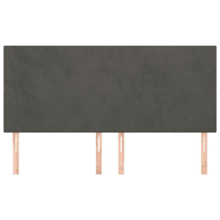 Single Size Headboards 4 Pcs Dark Grey 80x5x78/88 Cm Velvet