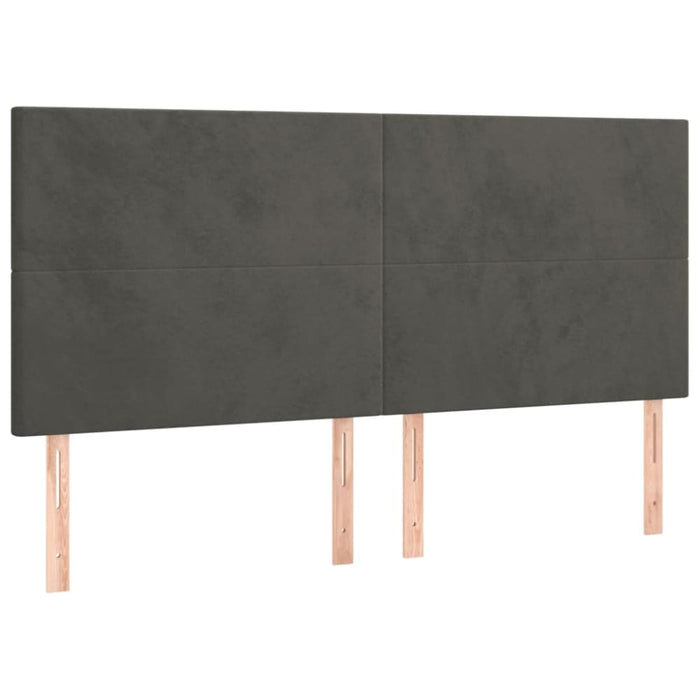 Single Size Headboards 4 Pcs Dark Grey 80x5x78/88 Cm Velvet