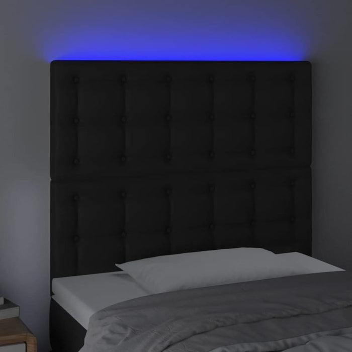 Single Size Led Headboard Black 100x5x118/128 Cm Faux