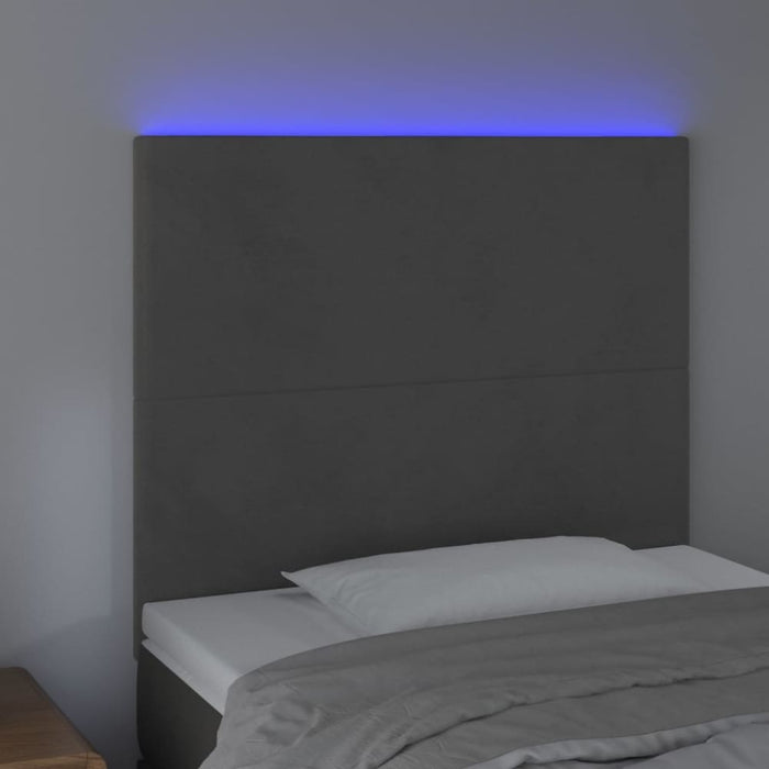 Single Size Led Headboard Dark Grey 100x5x118/128 Cm Velvet
