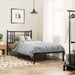 Single Size Metal Bed Frame with Headboard Black 90x190 Cm
