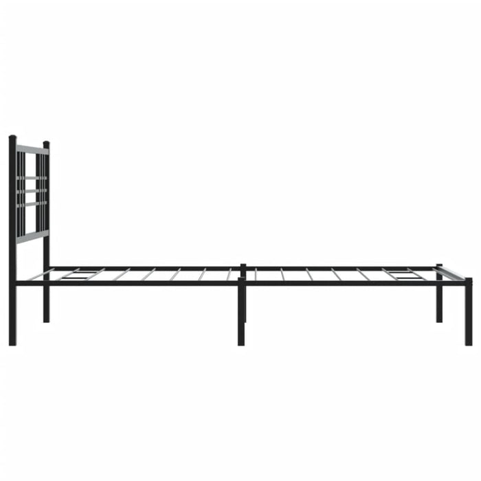 Single Size Metal Bed Frame with Headboard Black 90x190 Cm