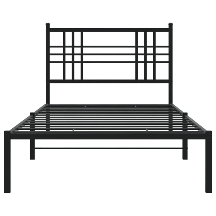 Single Size Metal Bed Frame with Headboard Black 90x190 Cm