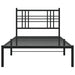Single Size Metal Bed Frame with Headboard Black 90x190 Cm
