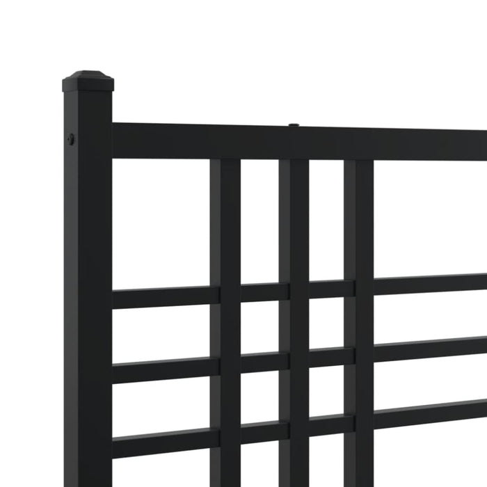 Single Size Metal Bed Frame with Headboard Black 90x190 Cm