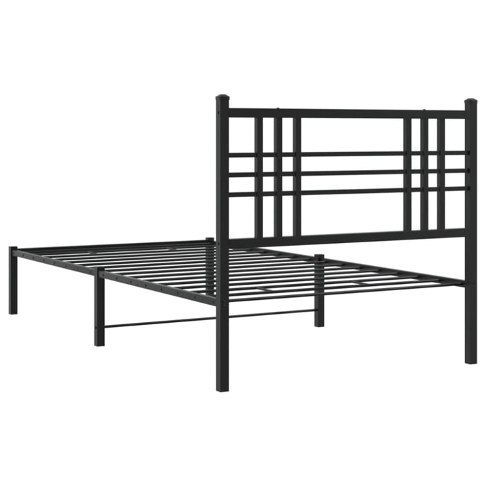 Single Size Metal Bed Frame with Headboard Black 90x190 Cm