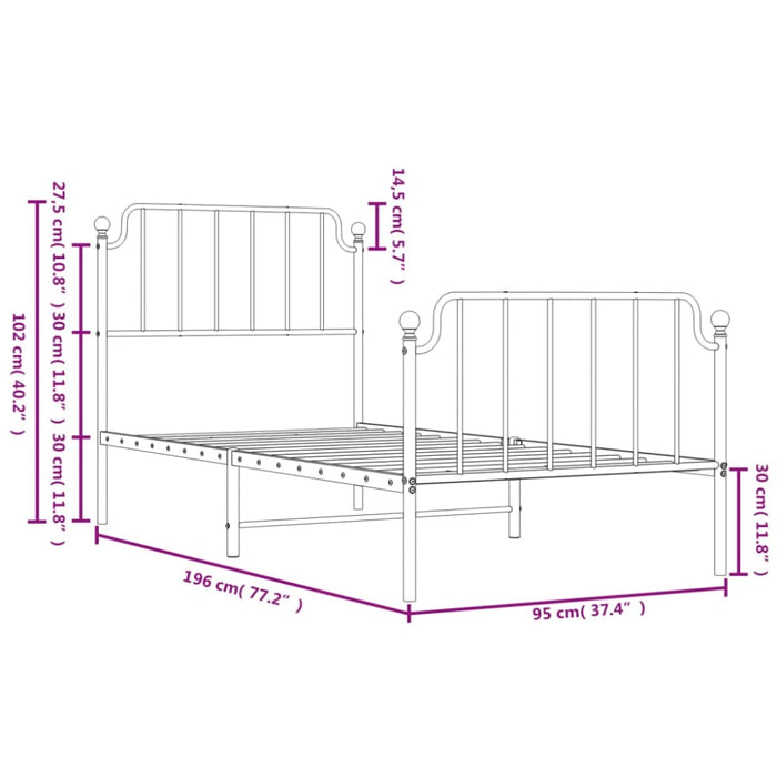 Single Size Metal Bed Frame with Headboard