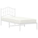 Single Size Metal Bed Frame with Headboard White 90x190 Cm