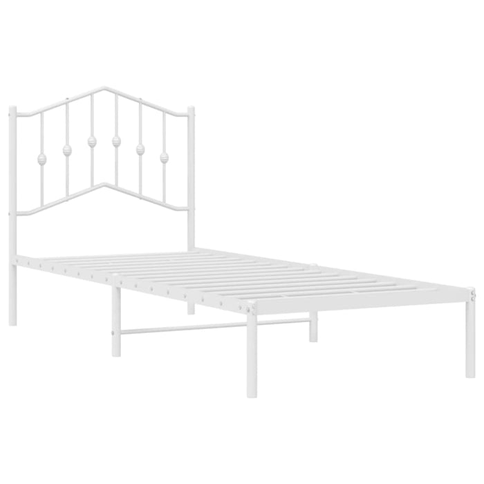 Single Size Metal Bed Frame with Headboard White 90x190 Cm
