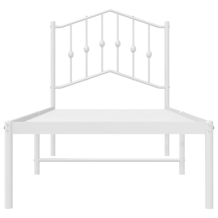 Single Size Metal Bed Frame with Headboard White 90x190 Cm