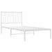 Single Size Metal Bed Frame with Headboard White 92x187 Cm