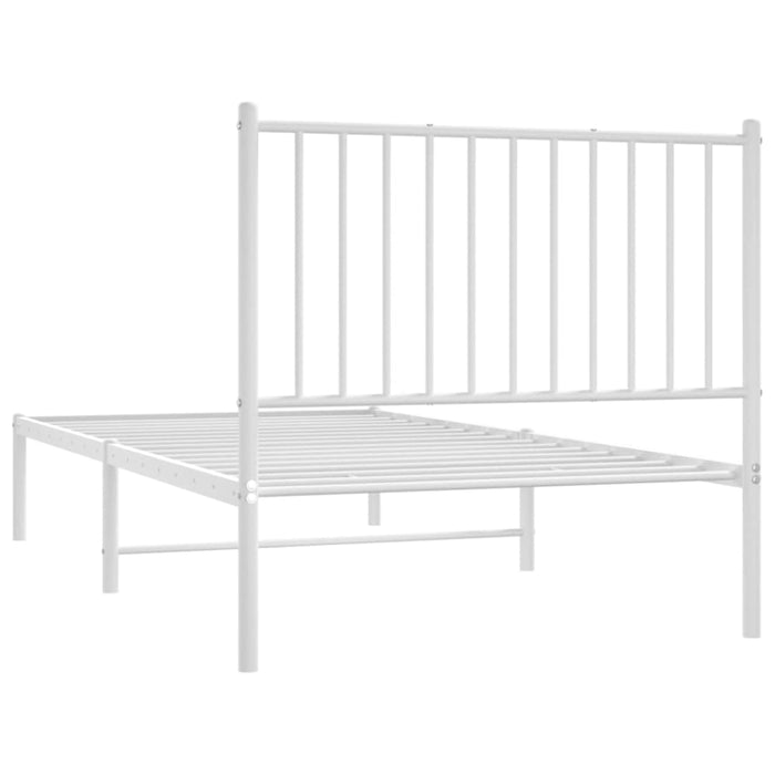 Single Size Metal Bed Frame with Headboard White 92x187 Cm