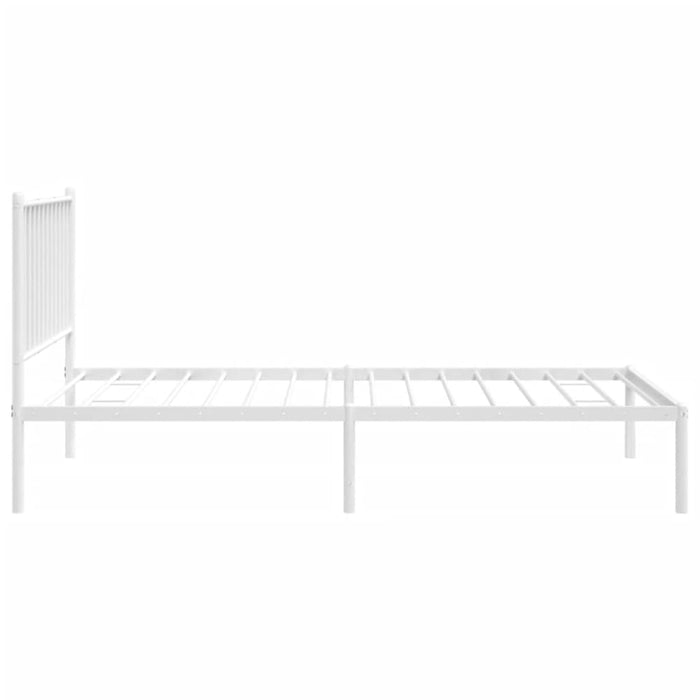 Single Size Metal Bed Frame with Headboard White 92x187 Cm