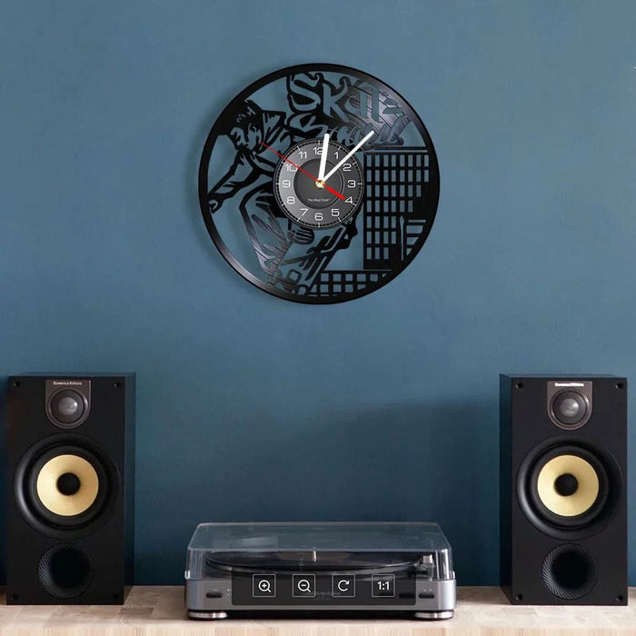 Skateboard Vinyl Record Wall Clock