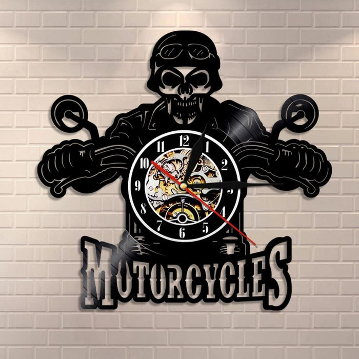 Skull in Helmet Racer Motorcycles Led Vinyl Record Wall