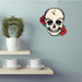 Skull with Red Roses Wall Clock