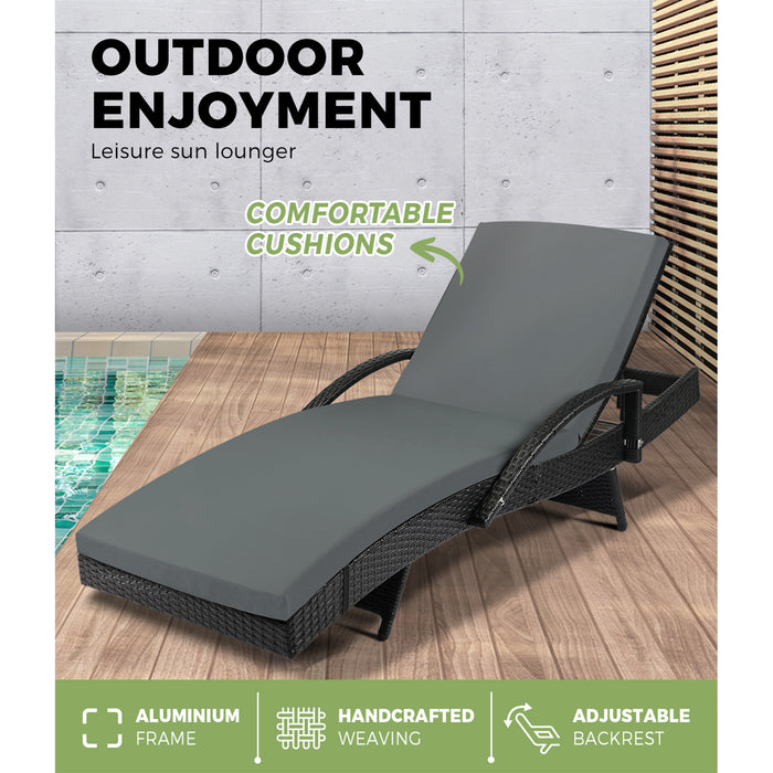 Sun Lounge Rattan Wicker Lounger Sofa Patio Day Bed Outdoor Furniture