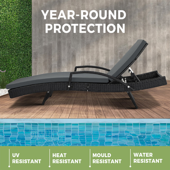 Sun Lounge Rattan Wicker Lounger Sofa Patio Day Bed Outdoor Furniture