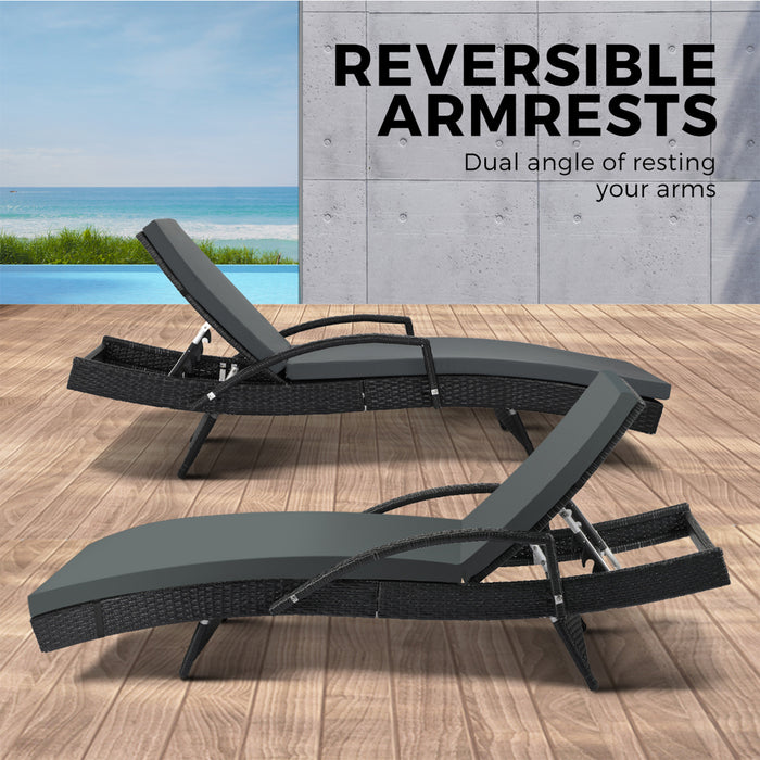 Sun Lounge Rattan Wicker Lounger Sofa Patio Day Bed Outdoor Furniture