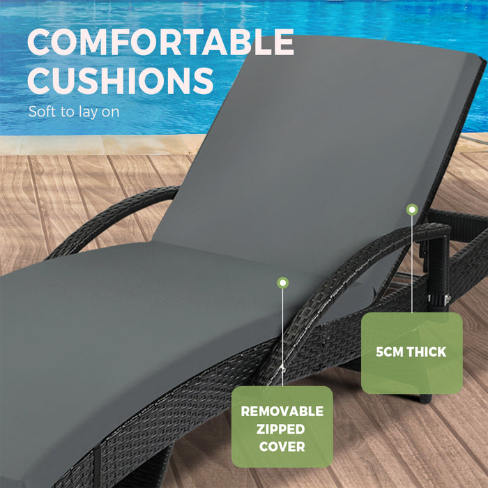 Sun Lounge Rattan Wicker Lounger Sofa Patio Day Bed Outdoor Furniture