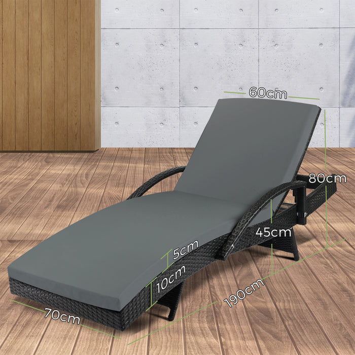 Sun Lounge Rattan Wicker Lounger Sofa Patio Day Bed Outdoor Furniture