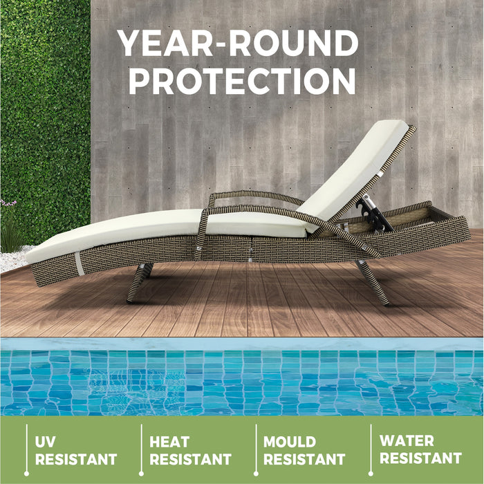 2 Sun Lounge Outdoor Wicker Lounger Patio Furniture Rattan Garden Recliners